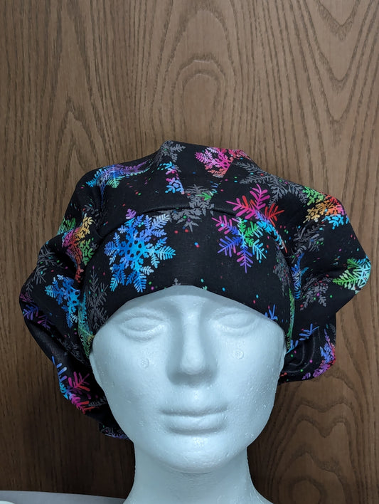 Multi-Colored Snowflake Scrub Cap