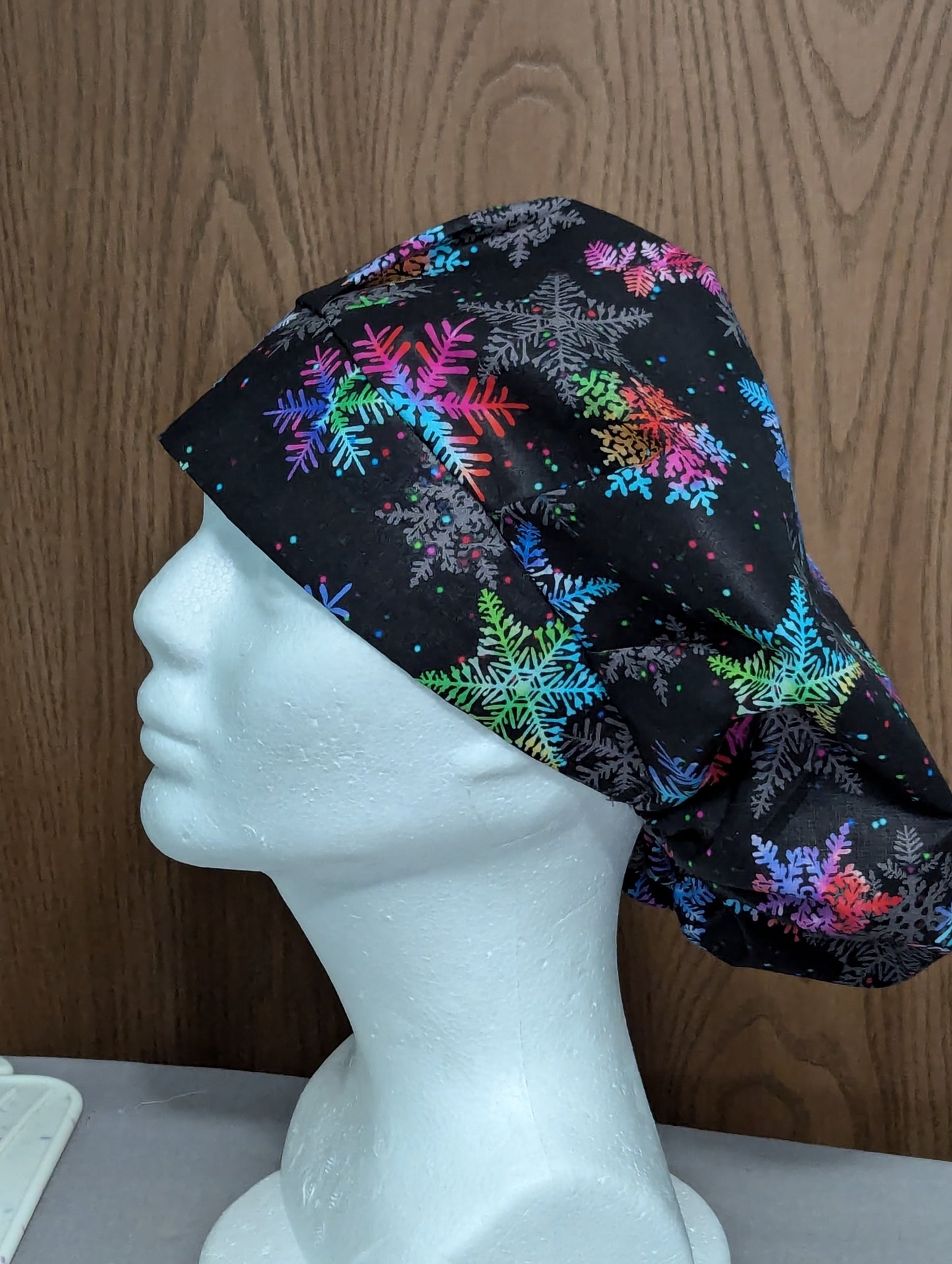 Multi-Colored Snowflake Scrub Cap