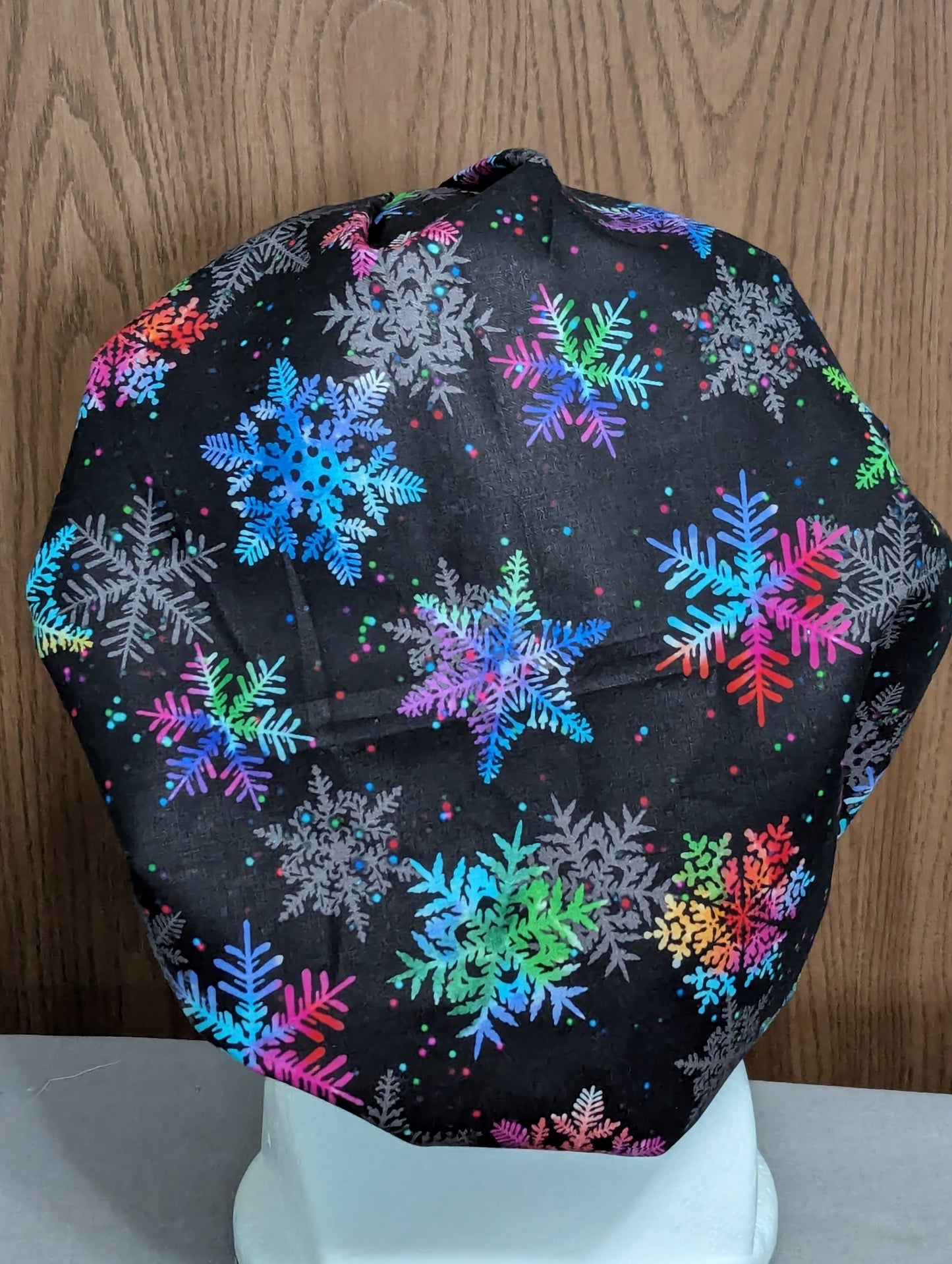 Multi-Colored Snowflake Scrub Cap