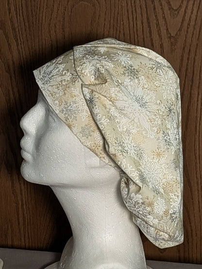 Silver Snowflake Scrub Cap